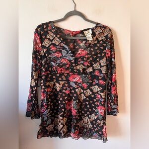 Vintage iCE Mesh Floral Long Sleeve Top